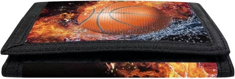 Rnyleeg Kids Wallet for Boys Girls,Kids Trifold Wallets,Fire and Water Basketball Wallet For Boys, Children Wallet for Birthday Graduation Gifts,Samll Purse for Women - Image 5